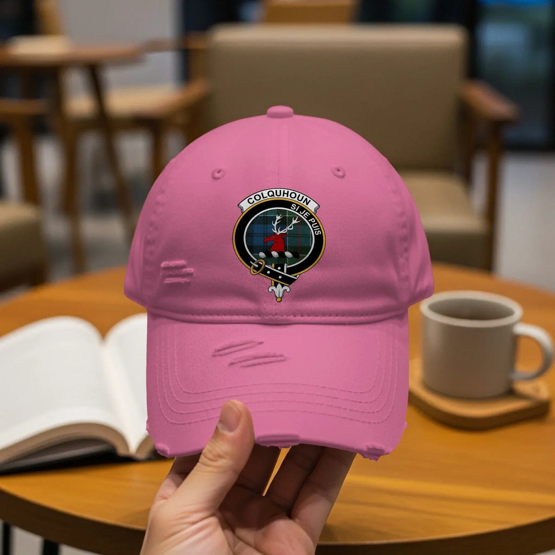 Colquhoun Embroidered Pink Distressed Dad Hat product