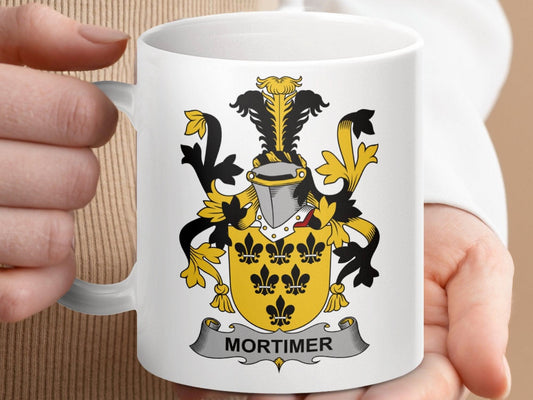 Mortimer Family Crest Heraldic Coat of Arms Mug - Celtic Ancestry Gifts