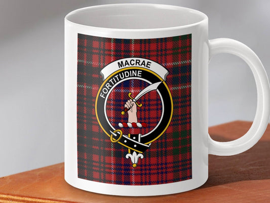 Macrae Fortitudine Crest Plaid Mug