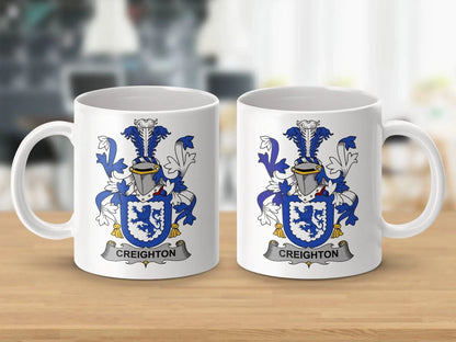 Creighton Surname Irish Family Crest Mug - Celtic Ancestry Gifts