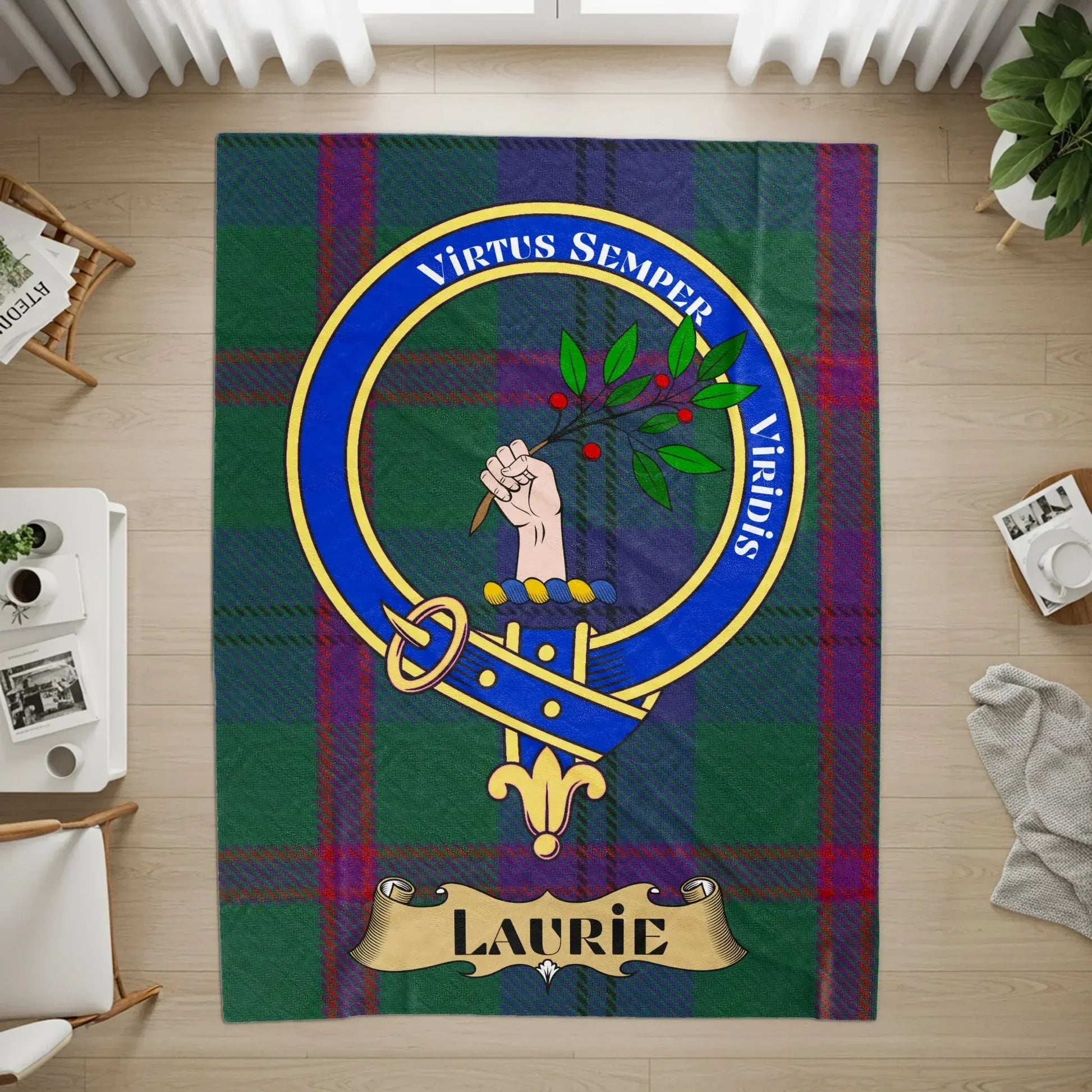 Clan Laurie Crest Tartan Plaid Design Home Decor product