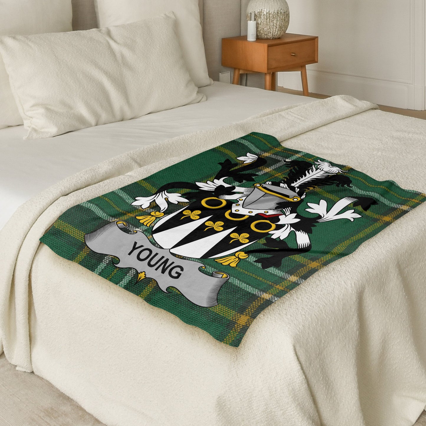 Young Surname Irish Tartan Throw Blanket - Living Stone Gifts