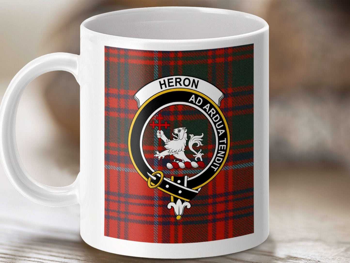 Heron Ad Ardua Tendi Family Crest Mug product