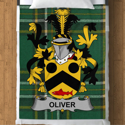 Oliver Surname Irish Tartan Throw Blanket - Living Stone Gifts