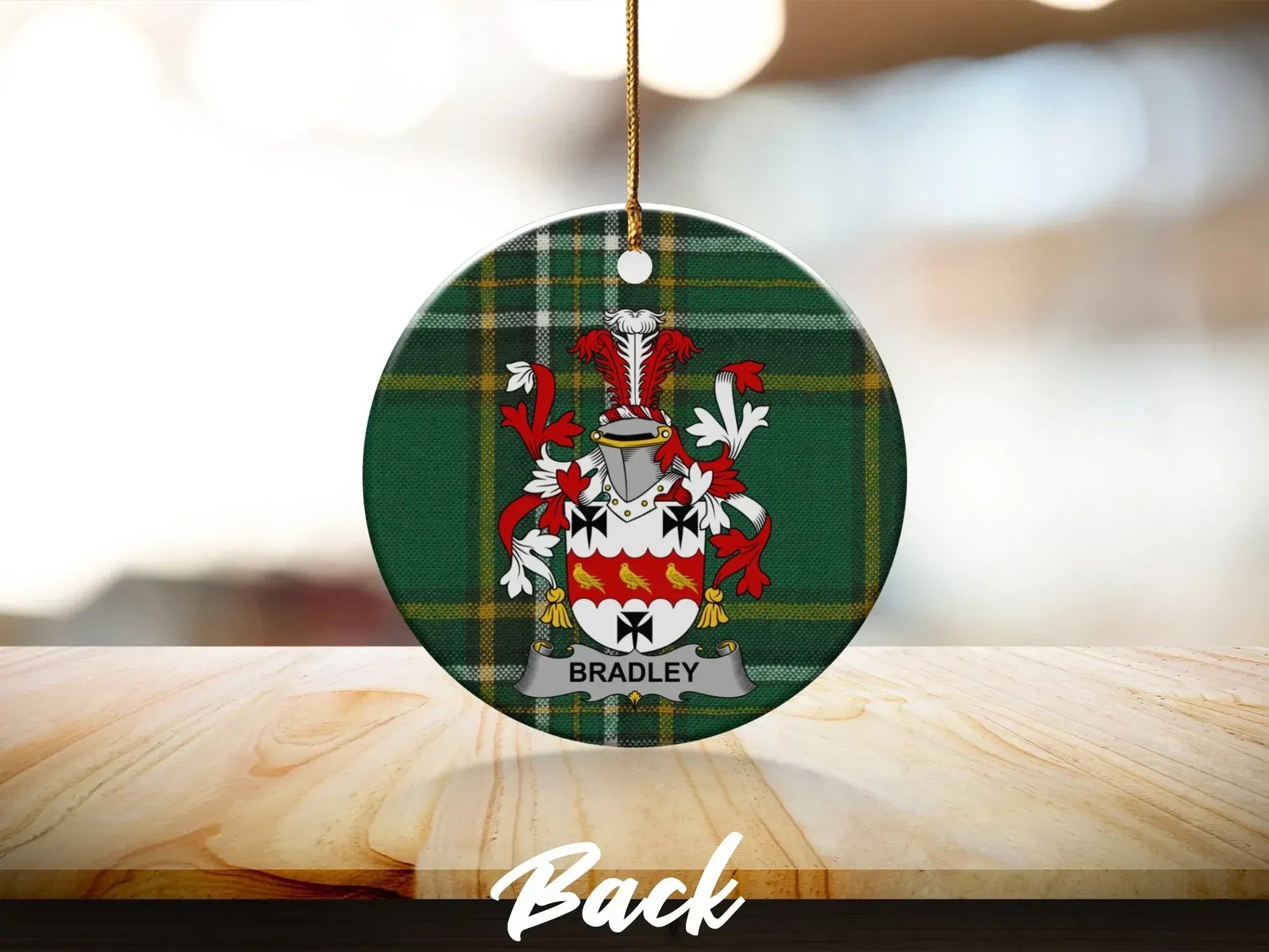 Family Coat of Arms Plaid Christmas Ornament product