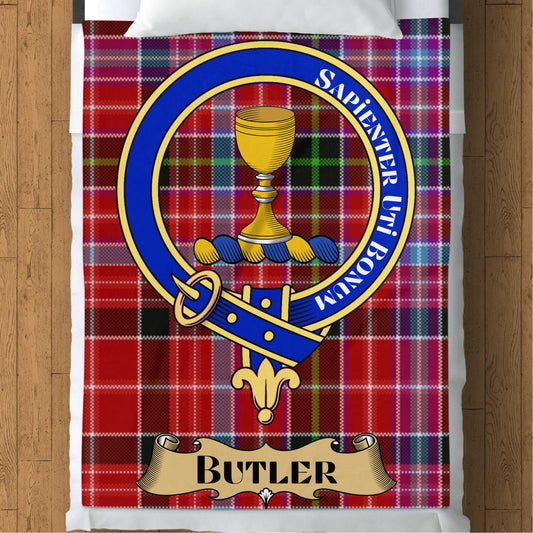 Butler Clan Crest Scottish Tartan Throw Blanket - Living Stone Gifts