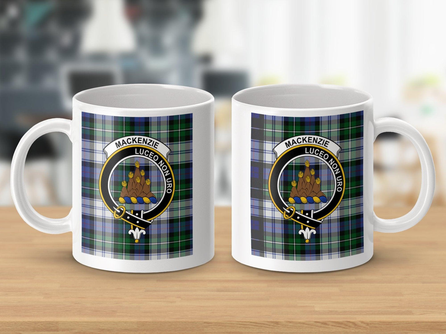 Elegant Mackenzie Crest Clan Tartan Plaid Design Mug - Living Stone Gifts