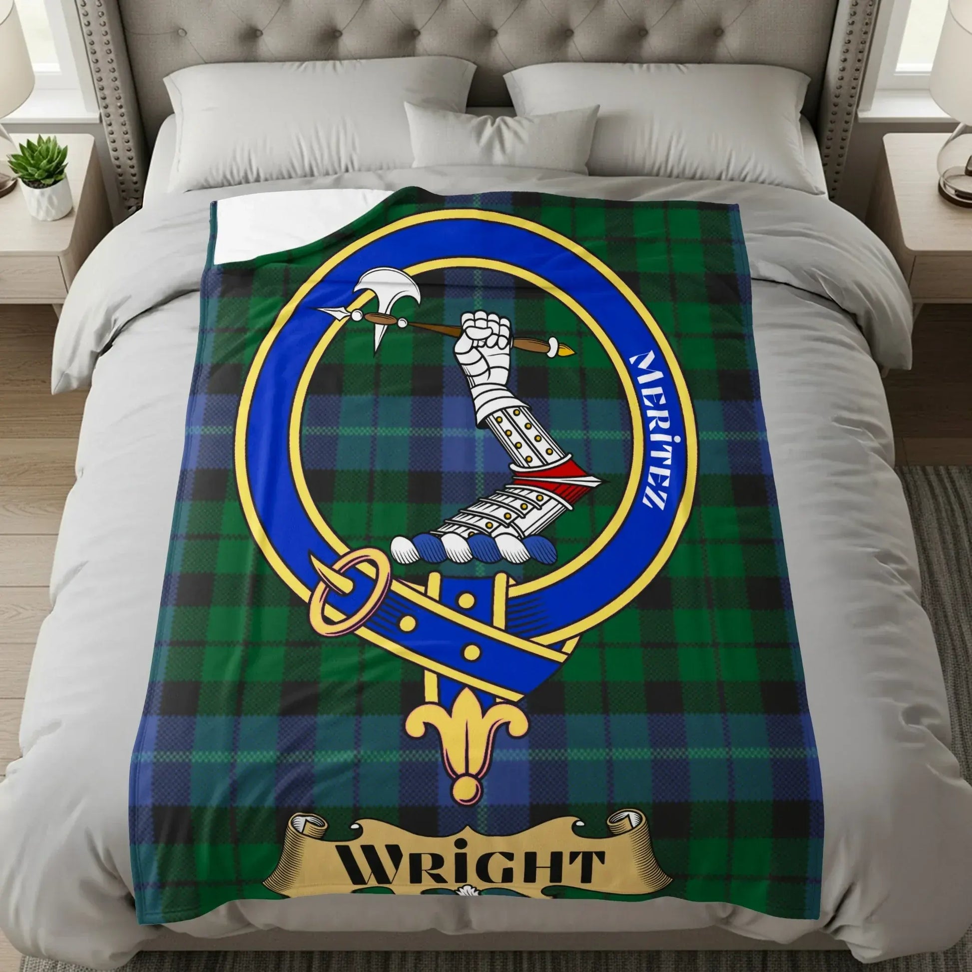 Personalized Wright Tartan Blanket Cozy Home Decor Product