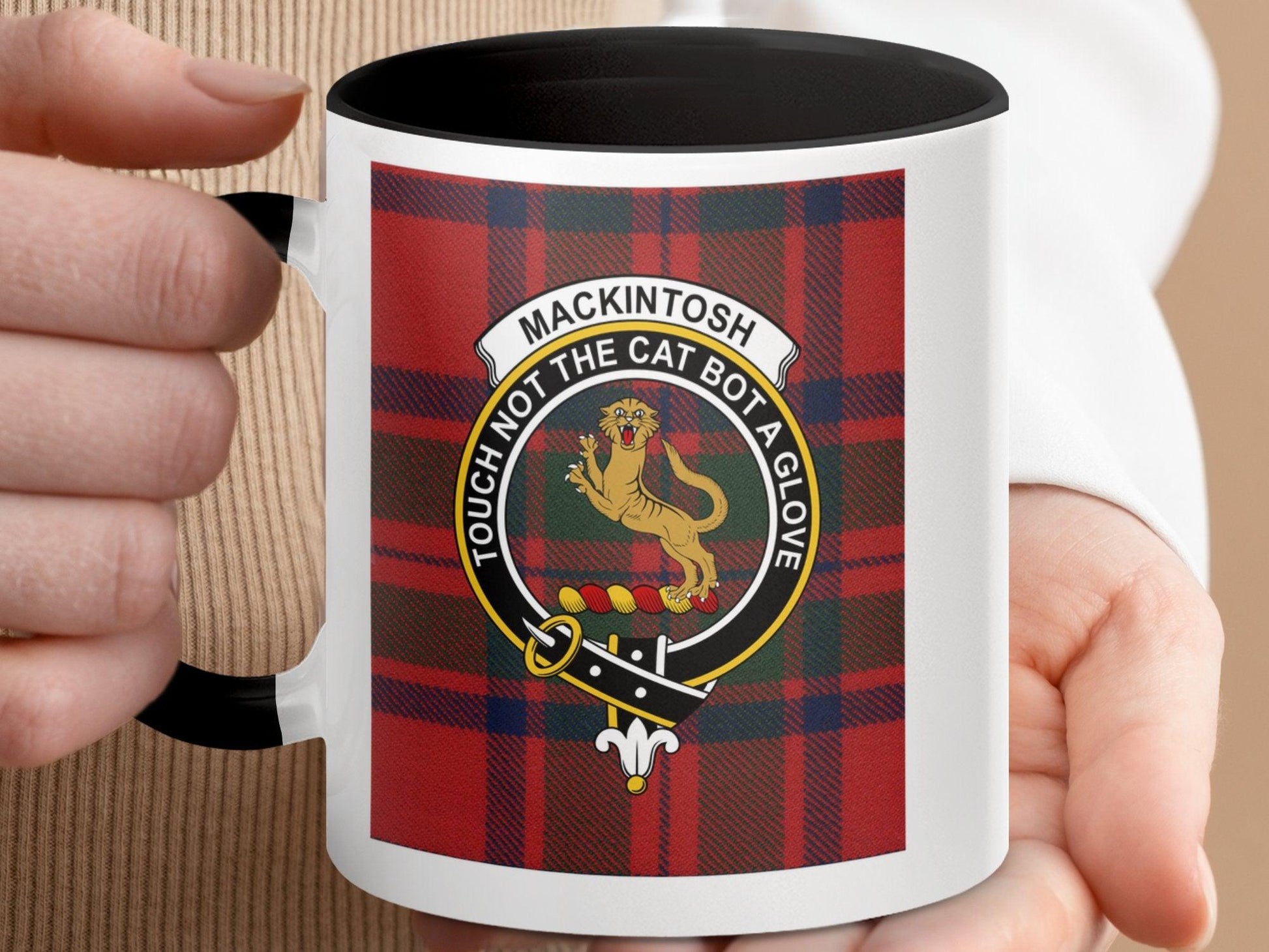 Mackintosh Clan Crest Plaid Design Scottish Tartan Mug - Living Stone Gifts