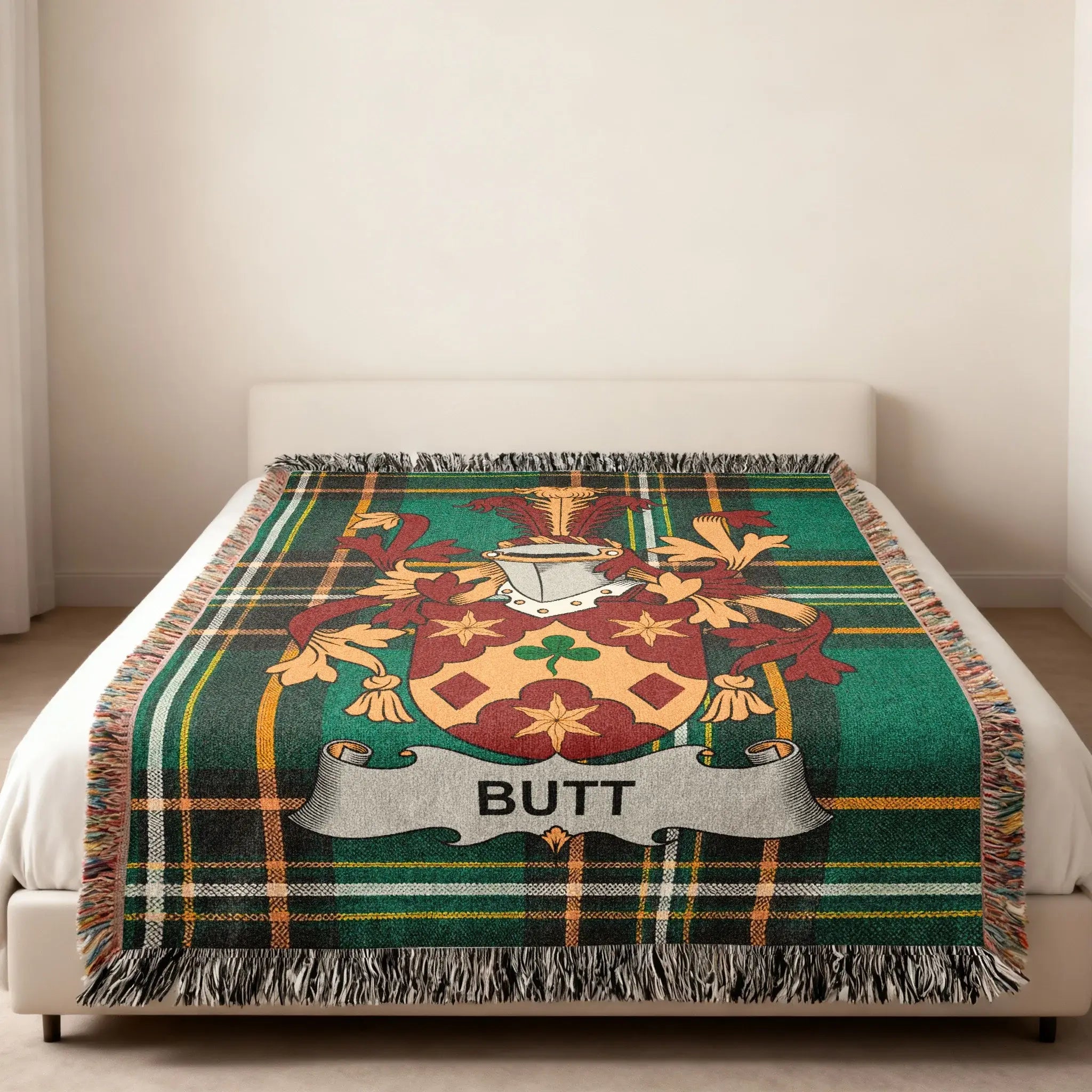 BUTT Family Crest Green Plaid Ancestry Commemorative product type
