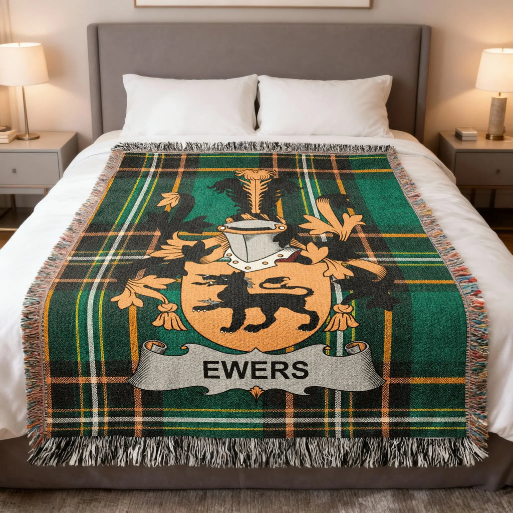 Ewers Family Crest Tartan Plaid Green Orange Throw product type