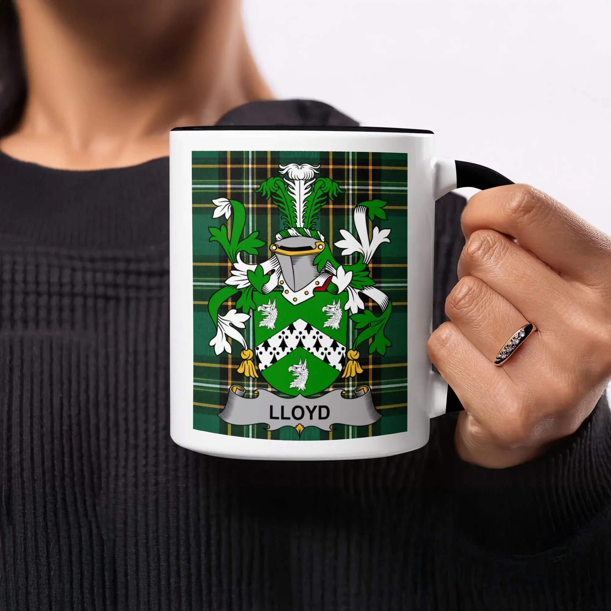 Lloyd Irish heritage mug with black handle and interior