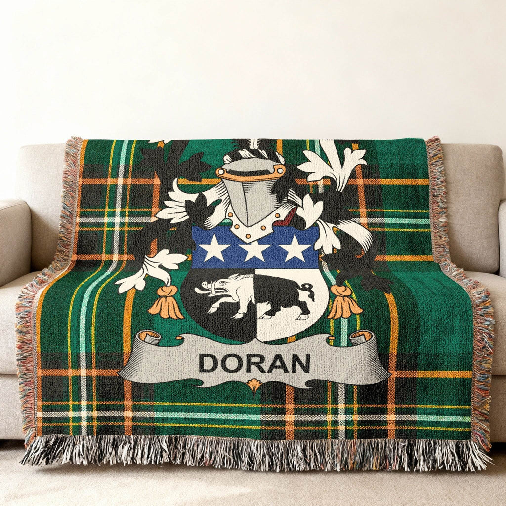 Doran Family Coat Arms Green Plaid Tartan Throw product type