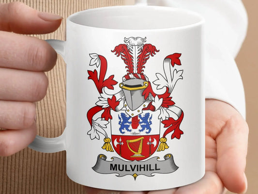 Mulvihill Family Crest Historical Design Mug - Celtic Ancestry Gifts