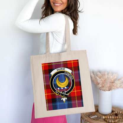 Clan Durie Scottish Crest Tartan Tote Bag - Living Stone Gifts