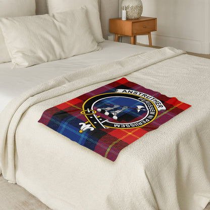 Scottish Clan Anstruther Crest Tartan Throw Blanket - Living Stone Gifts