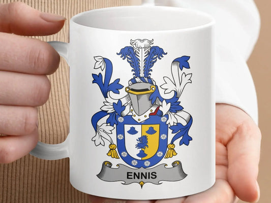 Ennis Surname Irish Family Crest Mug - Celtic Ancestry Gifts