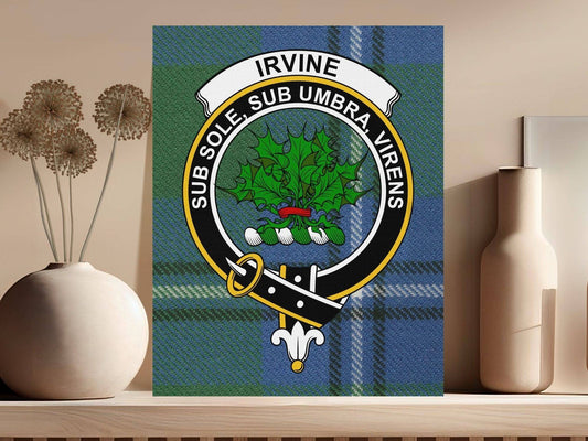 Irvine Scottish Tartan Crest Canvas - Celtic Ancestry Gifts