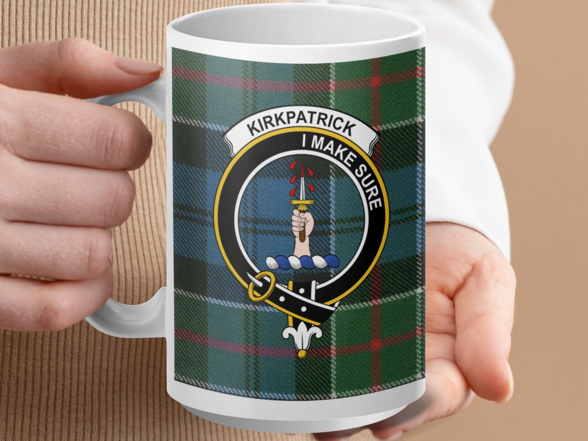 Kirkpatrick Clan Tartan Crest Plaid Scottish Mug - Living Stone Gifts