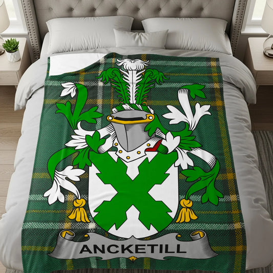 Green Plaid Crest Blanket with Ancketill Family design product type