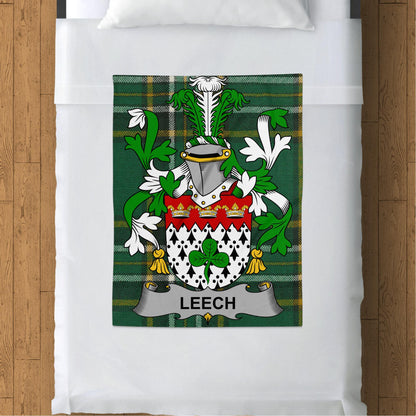 Leech Surname Irish Tartan Throw Blanket - Living Stone Gifts