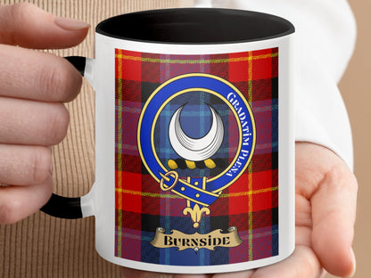 Clan Burnside Scottish Tartan Coat of Arms Mug - Living Stone Gifts