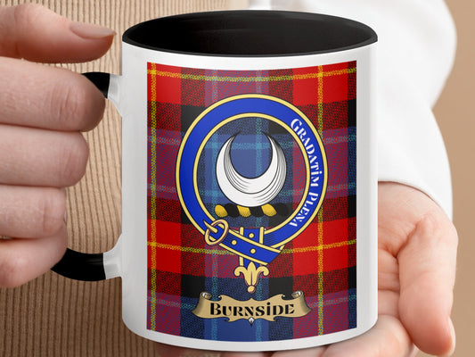 Clan Burnside Scottish Tartan Coat of Arms Mug - Living Stone Gifts