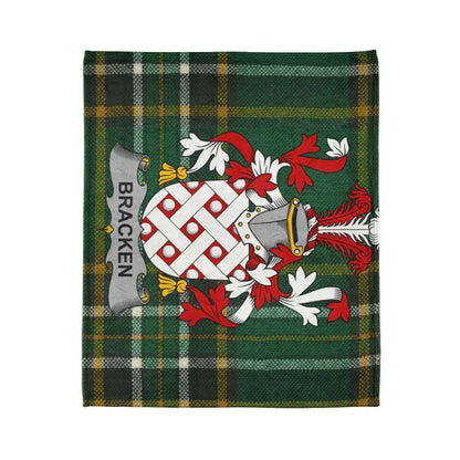 Bracken Coat of Arms Irish Tartan Family Heritage Blanket