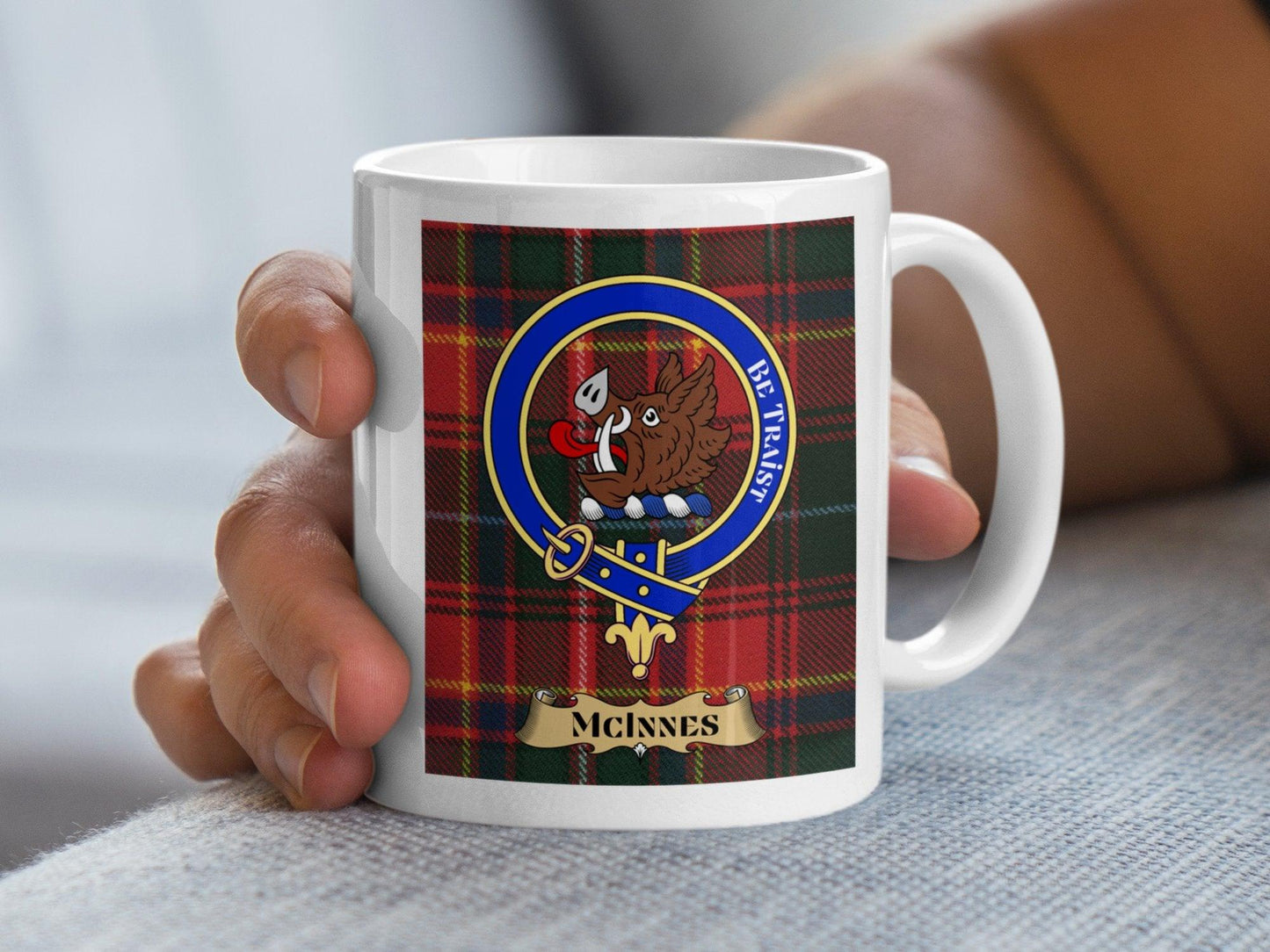 McInnes Clan Crest Scottish Tartan Plaid Design Mug - Living Stone Gifts