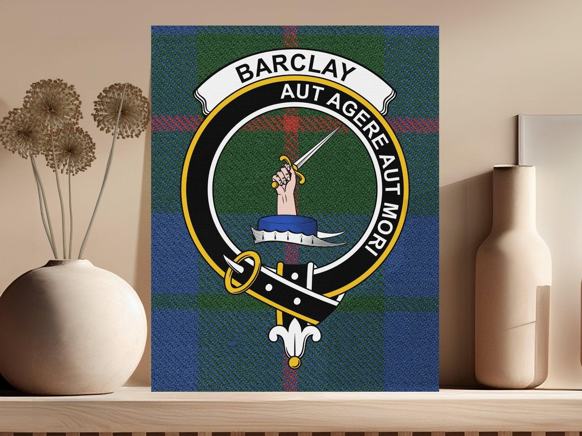 Barclay Scottish Tartan Crest Canvas - Celtic Ancestry Gifts