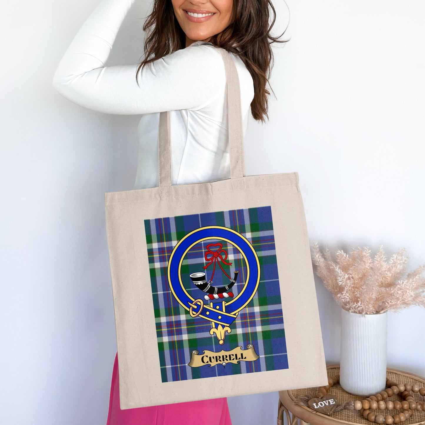 Currell Clan Crest Scottish Tartan Tote Bag - Living Stone Gifts