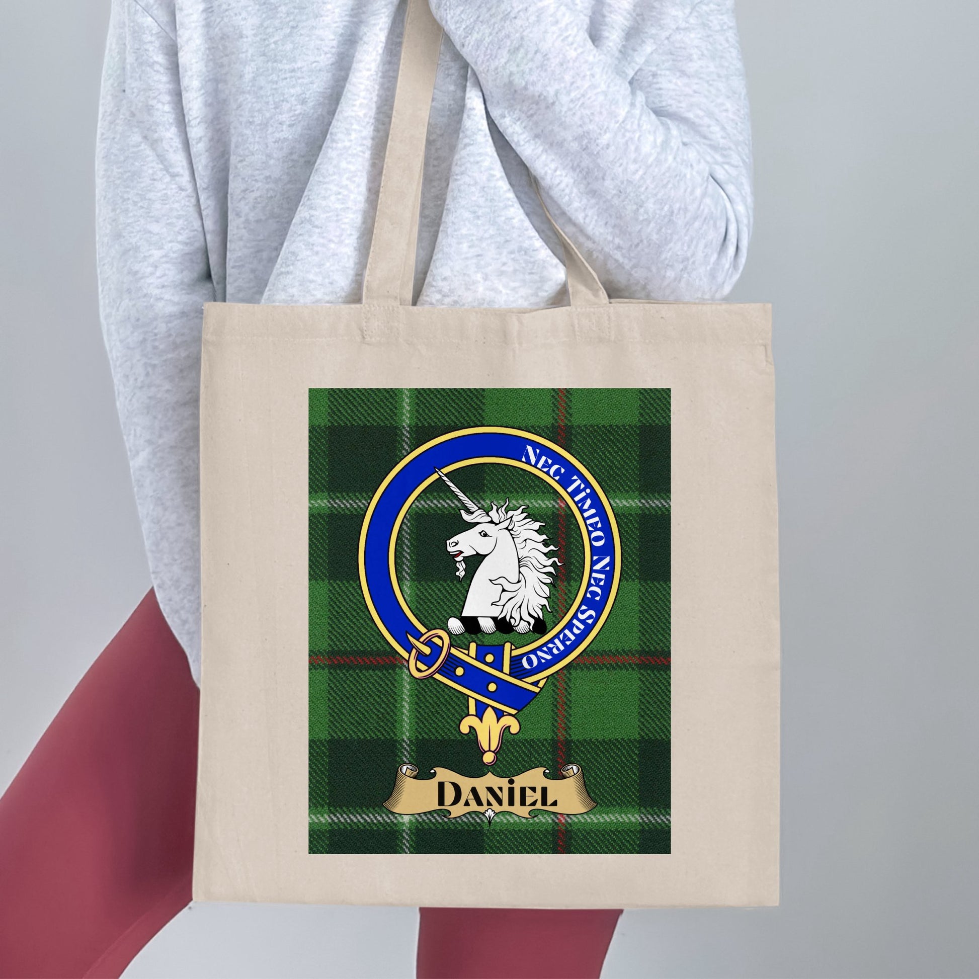 Daniel Clan Scottish Tartan Crest Unique Tote Bag - Living Stone Gifts