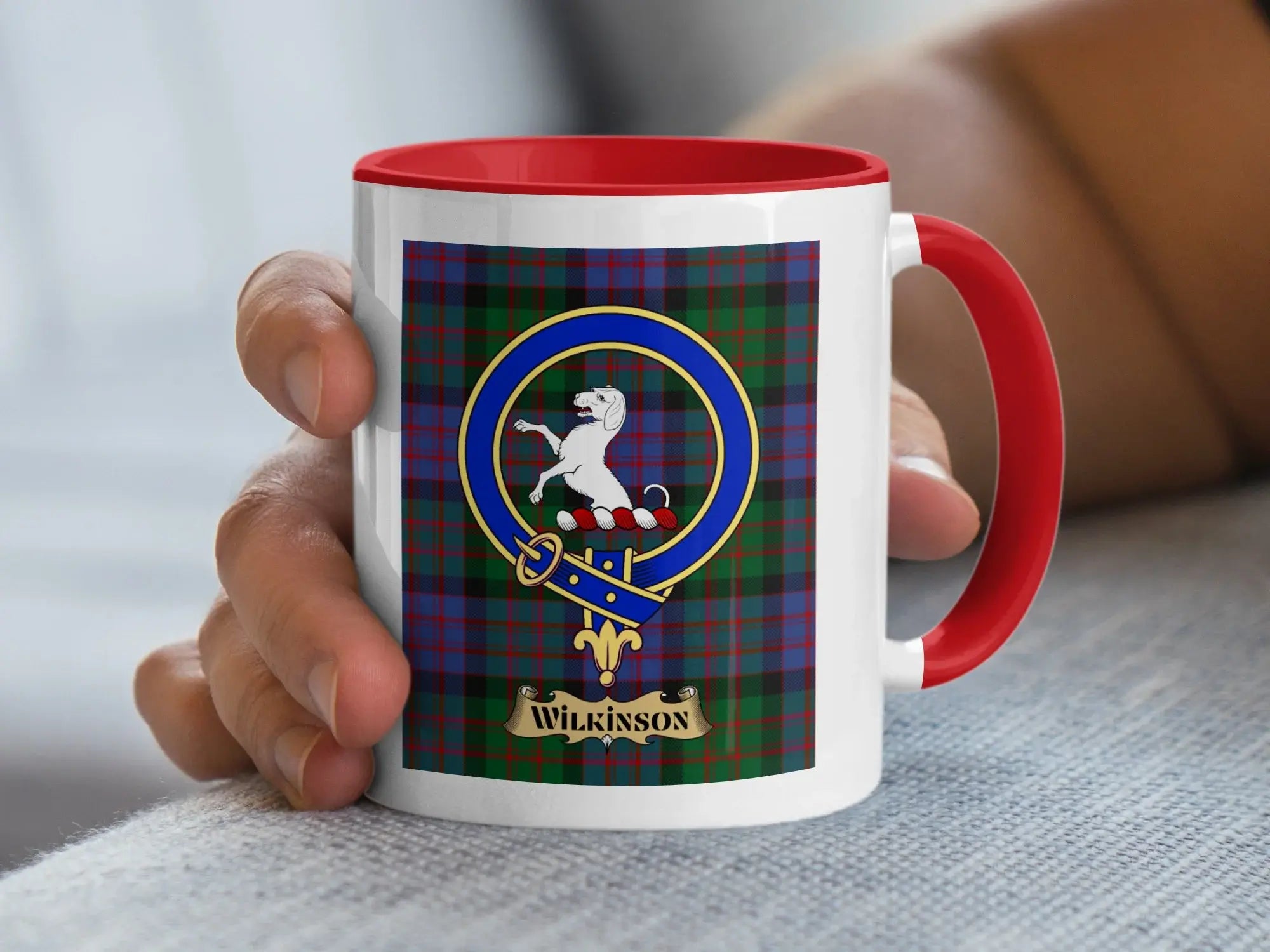 Wilkinson family crest ceramic mug for everyday coffee and tea