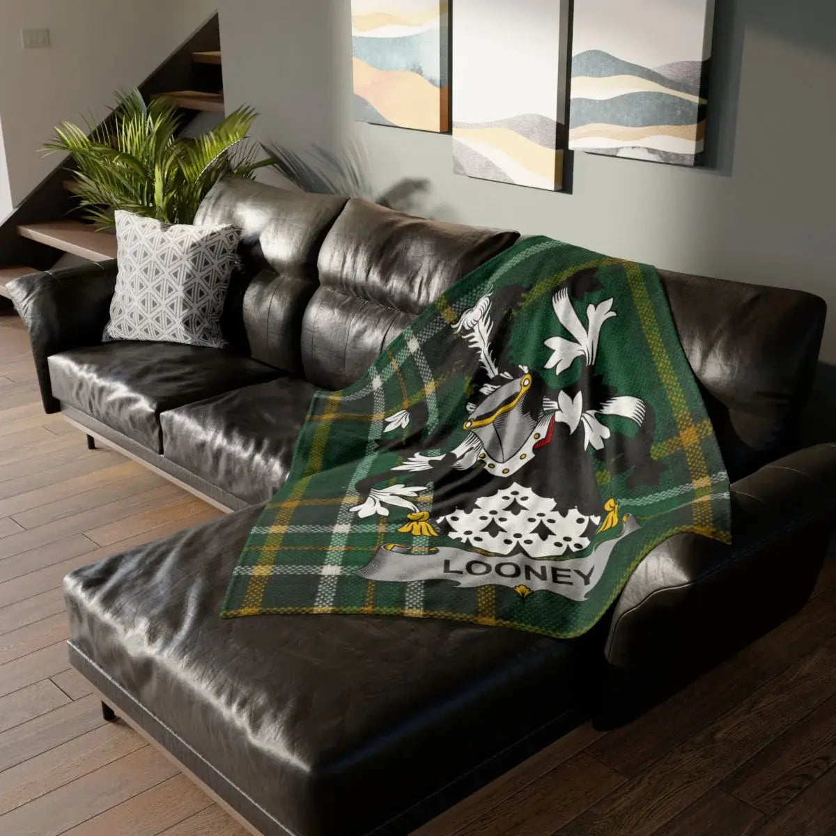 Personalized Looney Family Crest Plaid Blanket product