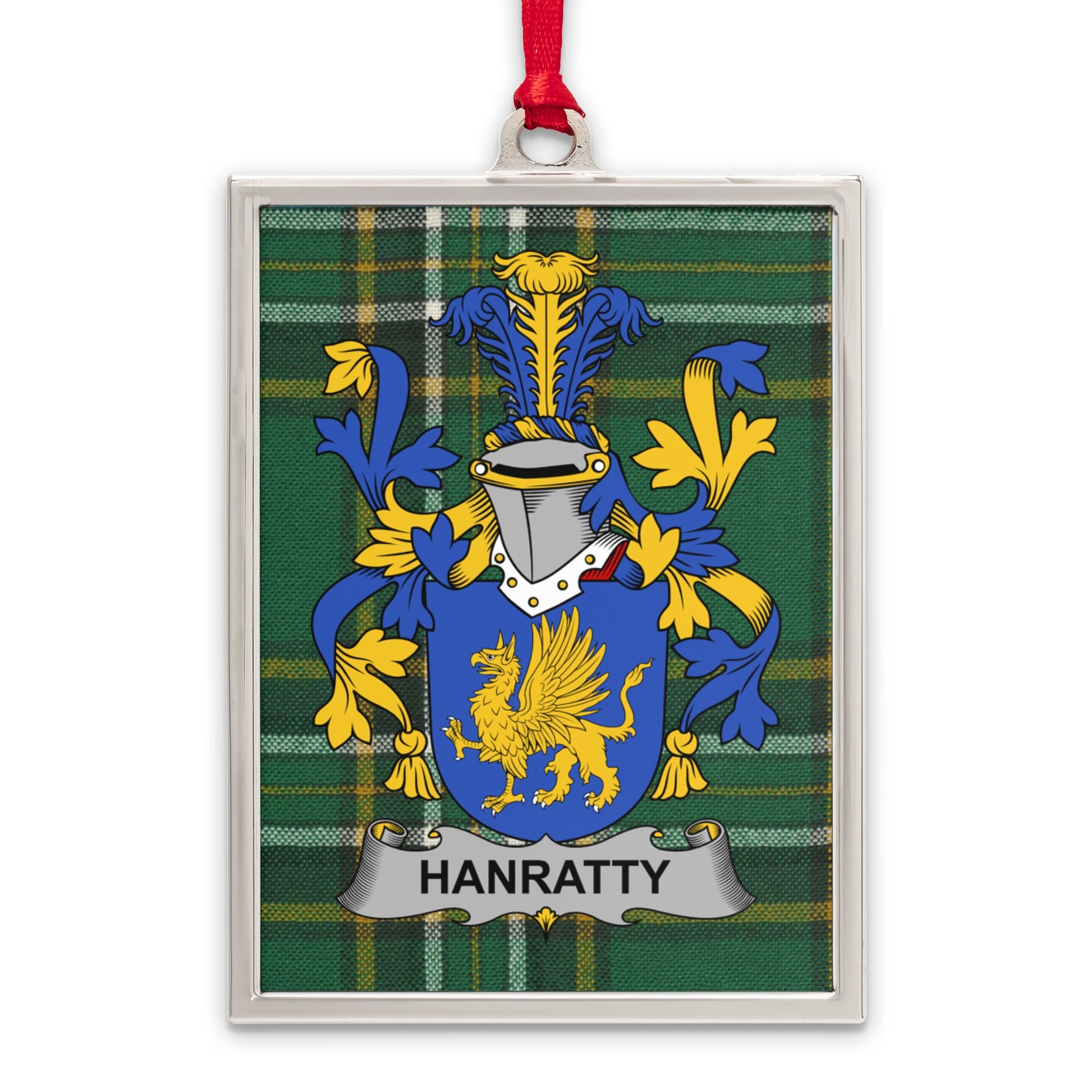 Hanratty Family Crest Plaid Background product
