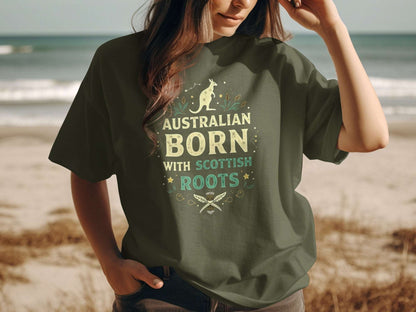 Australian Born With Scottish Roots Vibrant T-Shirt - Living Stone Gifts