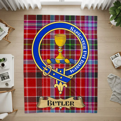 Butler Coat of Arms Tartan Plaid Design Area Rug