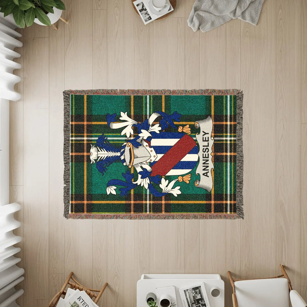 Historical ANNESLEY Family Crest Plaid Woven Blanket product type