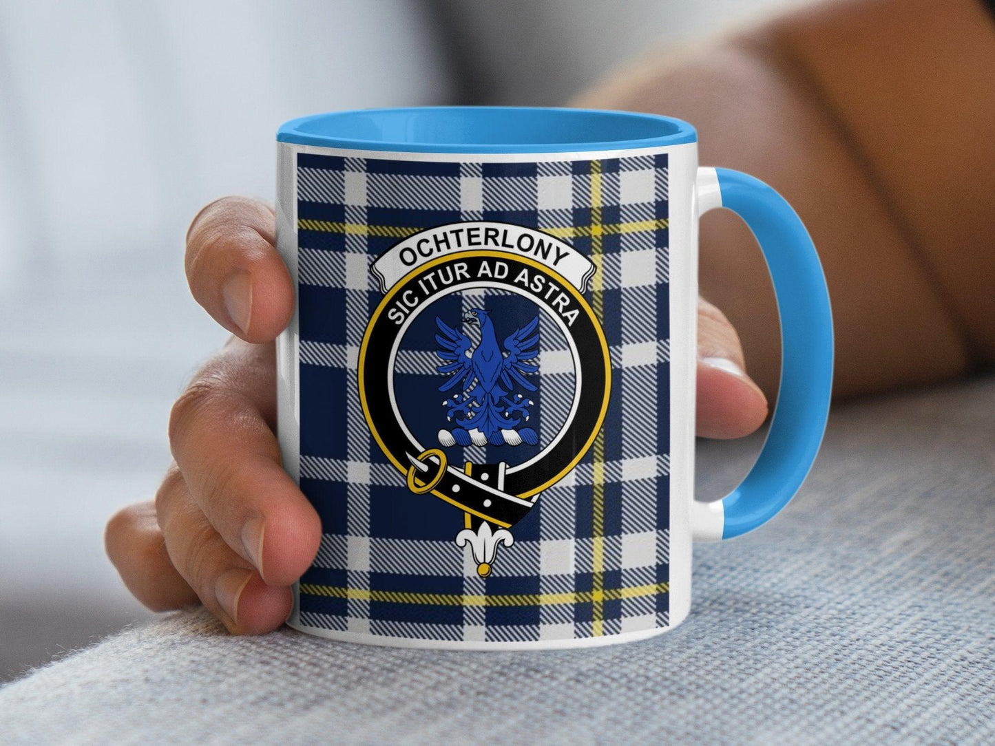 Ochterlony Clan Sicutur Ad Astra Crest Plaid Mug - Living Stone Gifts