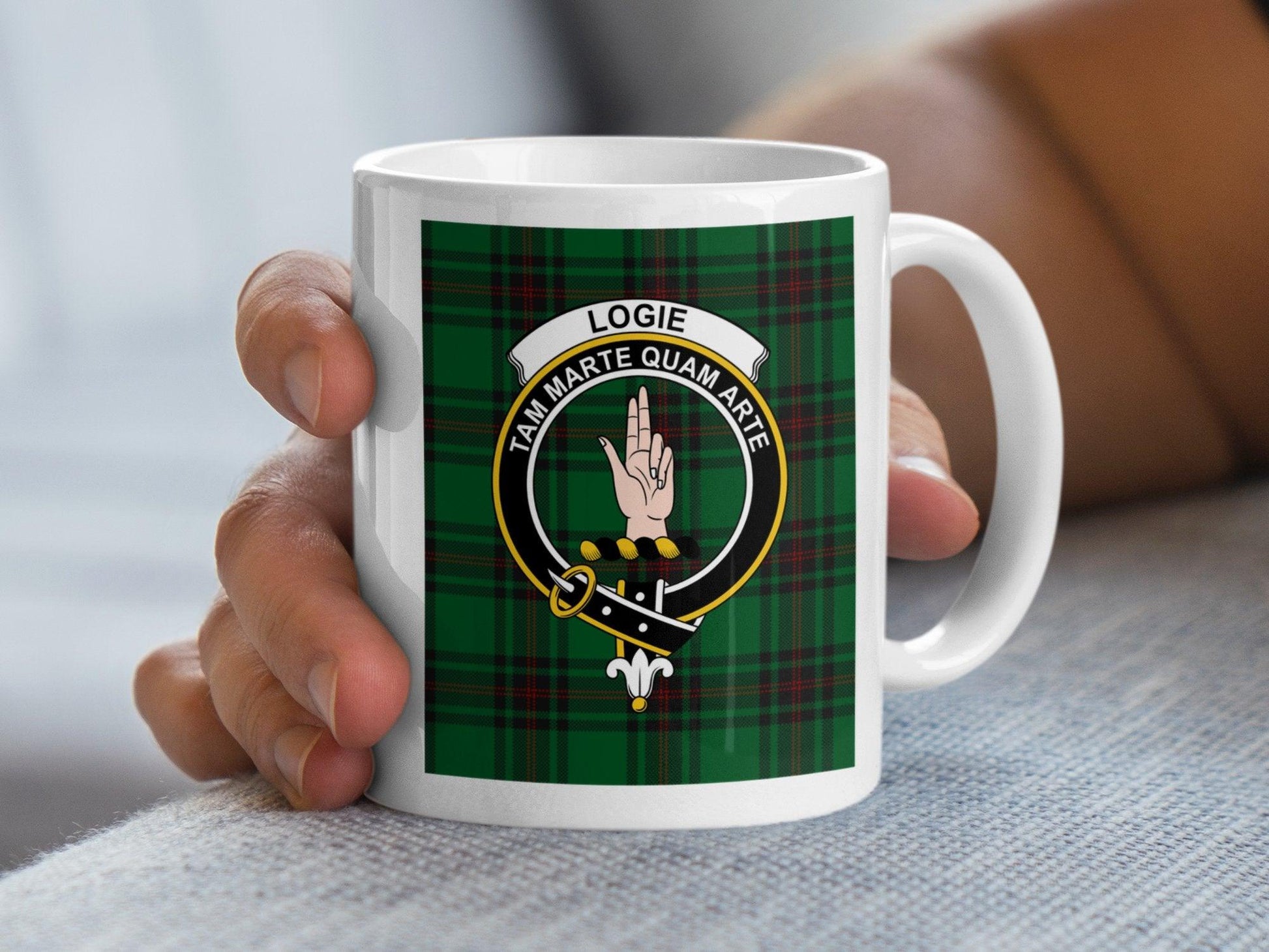 Scottish Clan Logie Tartan Crest Plaid Design Mug - Living Stone Gifts