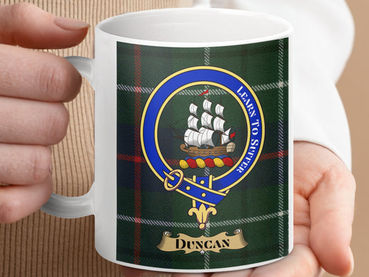 Duncan Tartan Clan Badge with Ship Design Mug - Living Stone Gifts