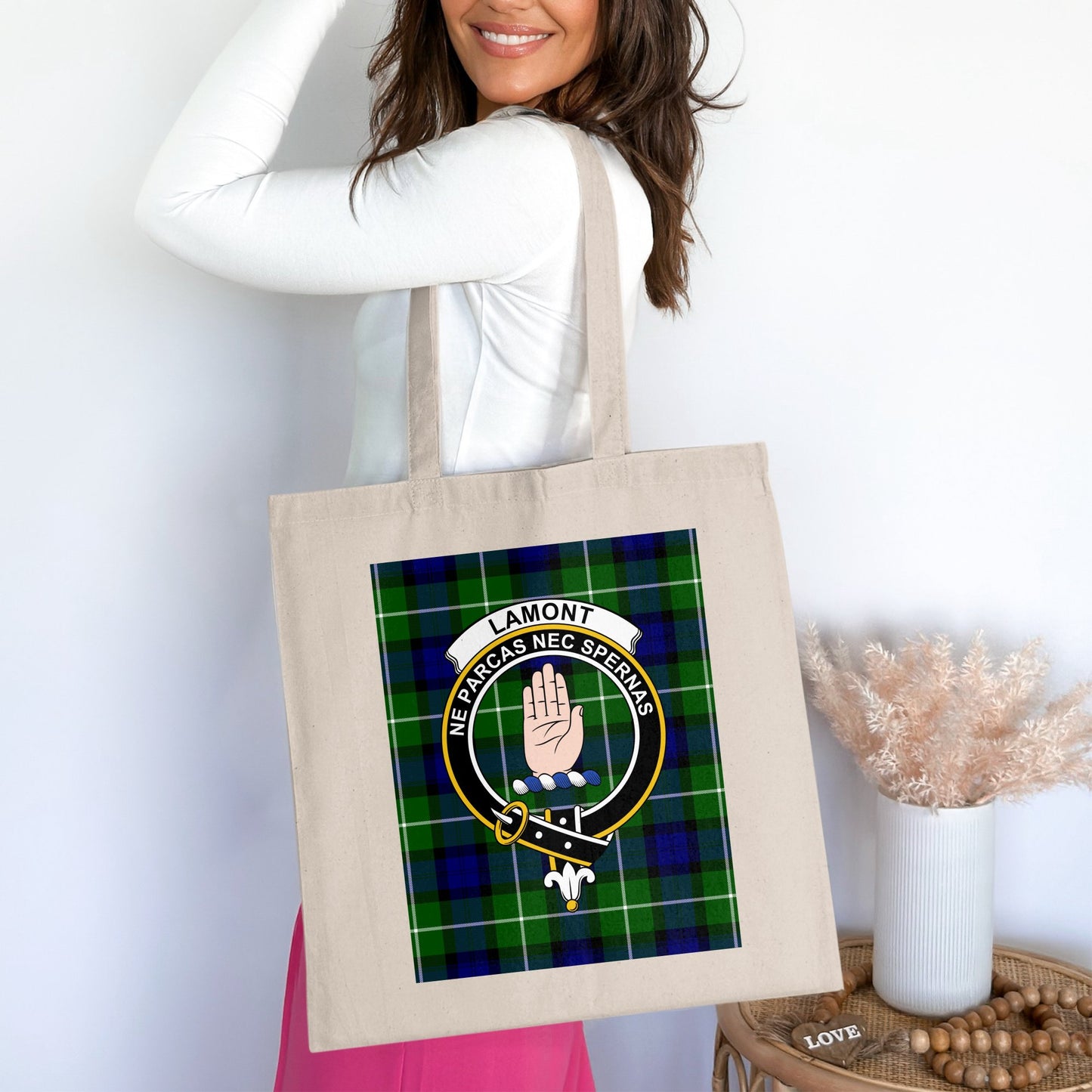 Clan Lamont Scottish Crest Tartan Tote Bag - Living Stone Gifts