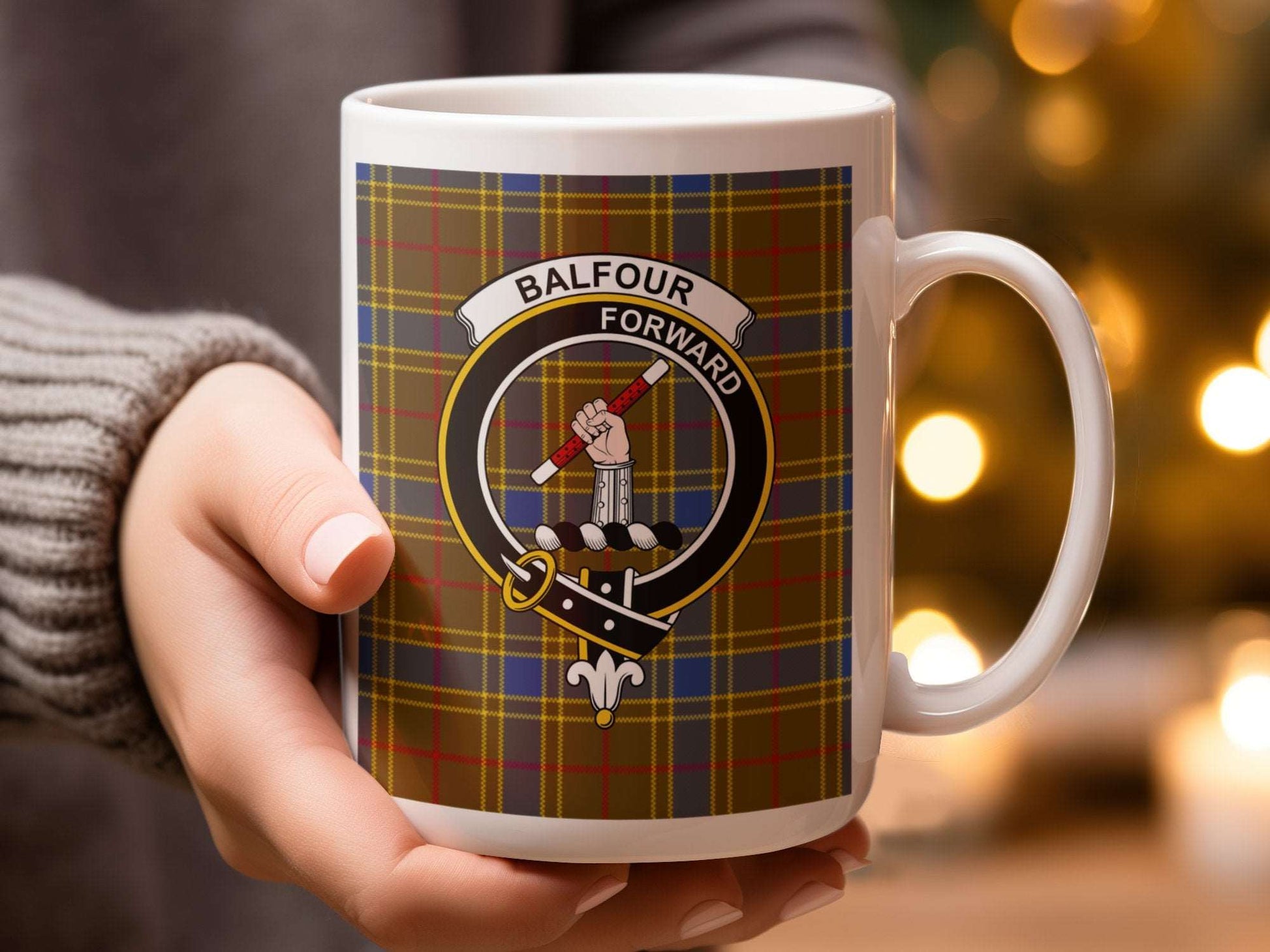 Balfour Forward Family Crest Tartan Design Mug - Living Stone Gifts