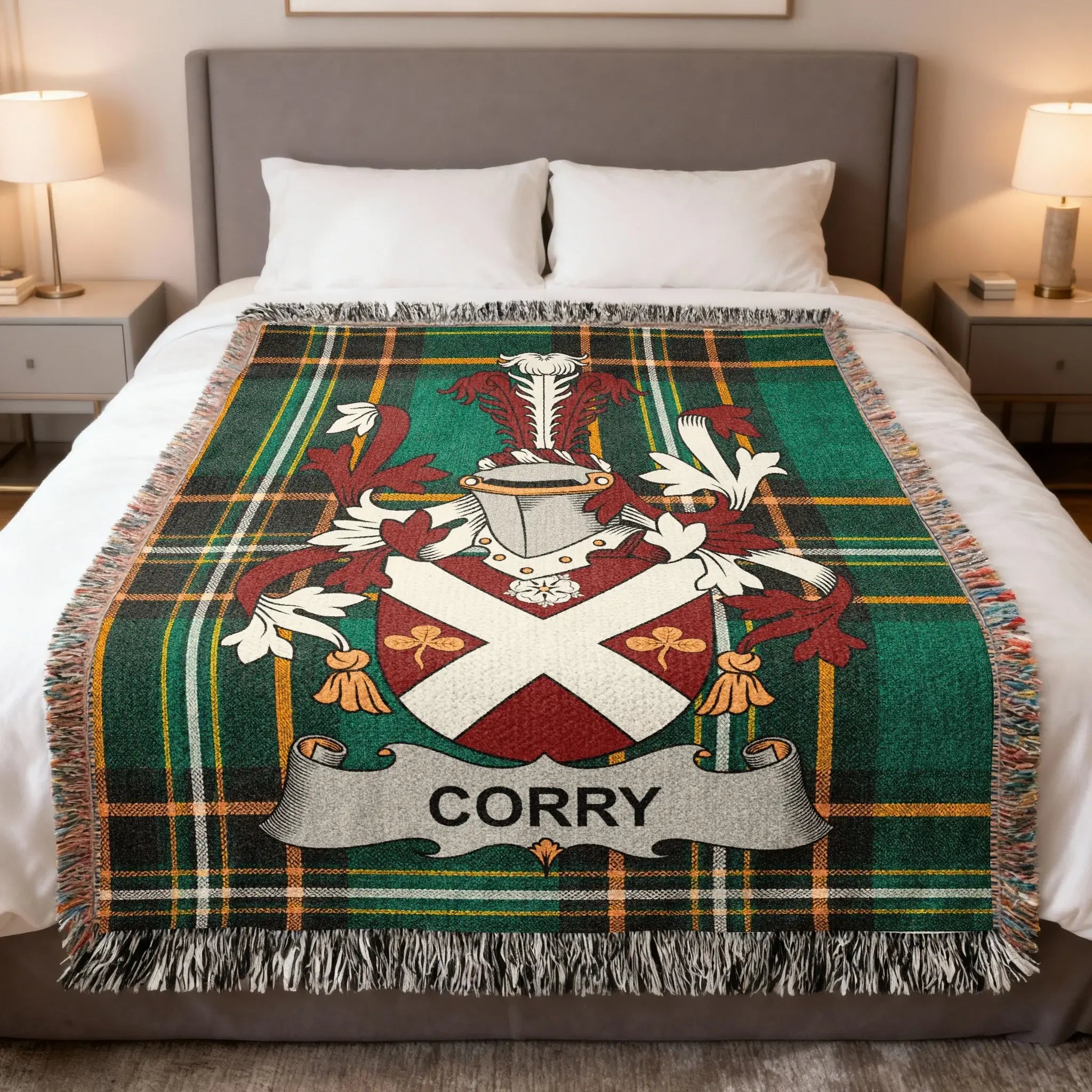 Corry Family Crest Tartan Plaid Pattern Throw product type