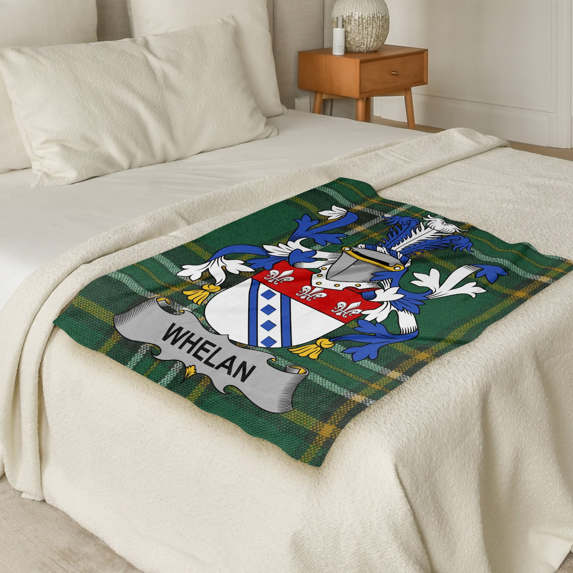 Whelan Surname Irish Tartan Throw Blanket - Living Stone Gifts