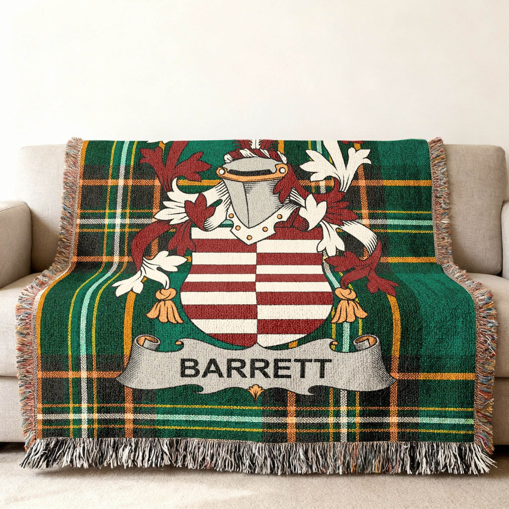 Barrett Family Crest Plaid Green Home Decor Throw Blanket product type