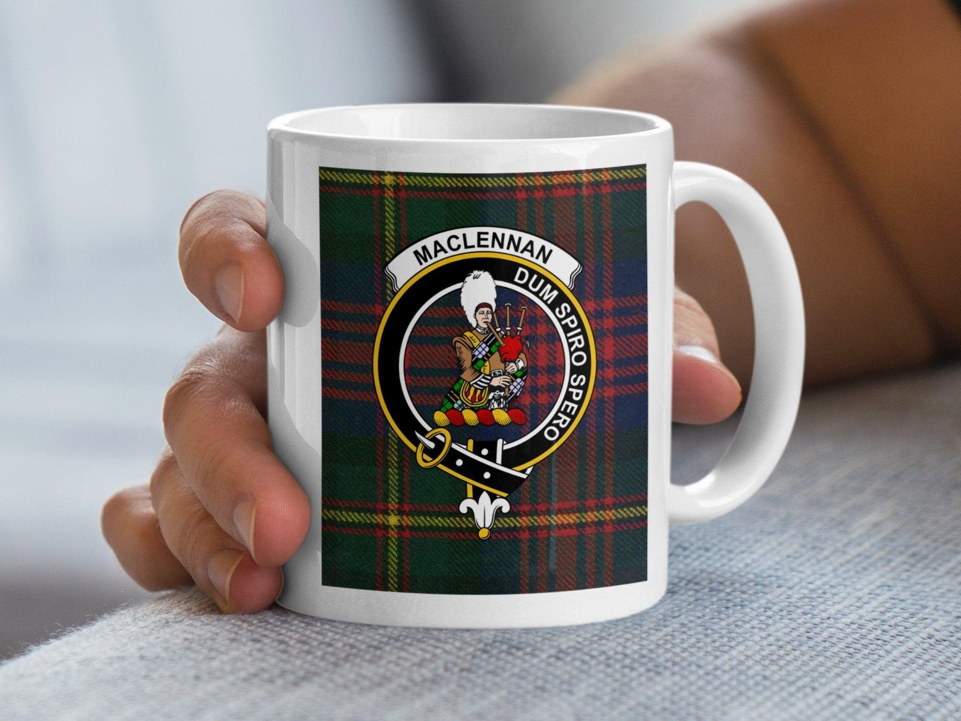 Maclennan Clan Crest Tartan Plaid Pattern Coffee Mug - Living Stone Gifts