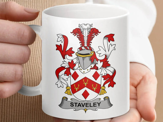 Staveley Family Crest Heraldry Coat of Arms Mug - Celtic Ancestry Gifts