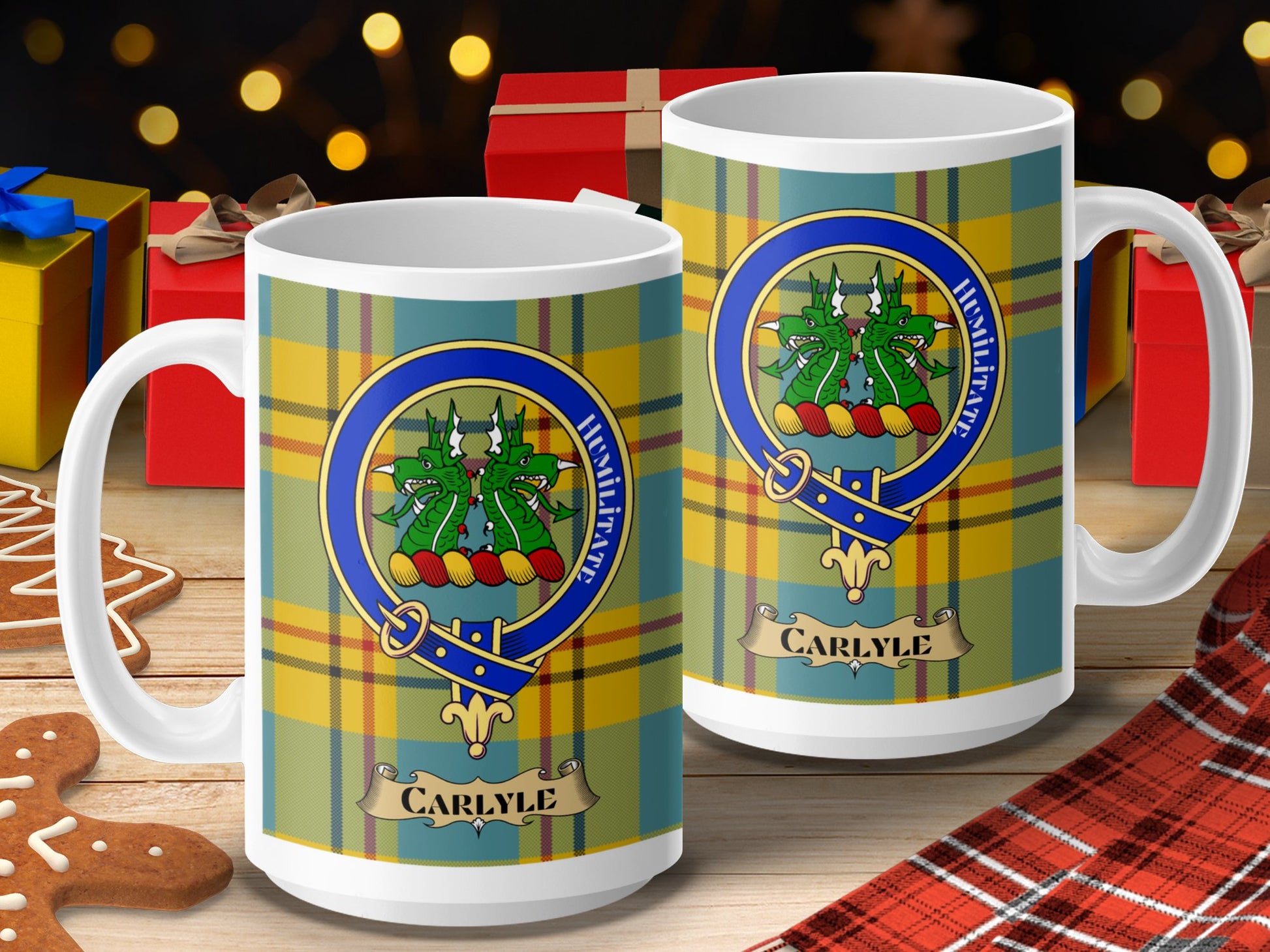 Clan Carlyle Scottish Tartan Crest Mug - Living Stone Gifts