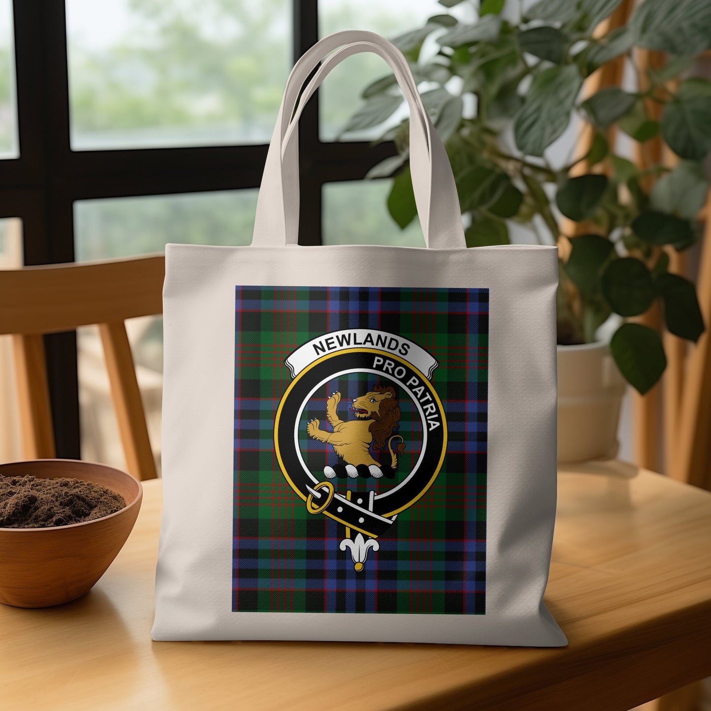 Scottish Clan Crest With Tartan Background Tote Bag - Living Stone Gifts